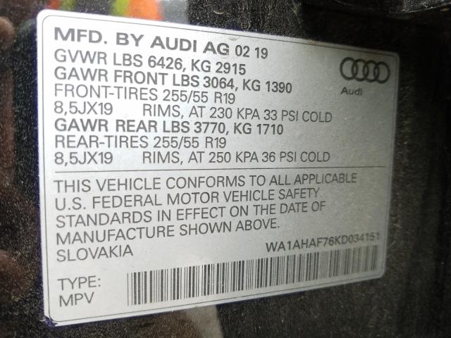 VIN WA1AHAF76KD034151 2019 Audi Q7, Premium no.10