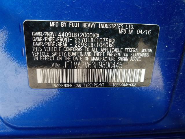 2017 SUBARU WRX STI JF1VA2V63H9800445