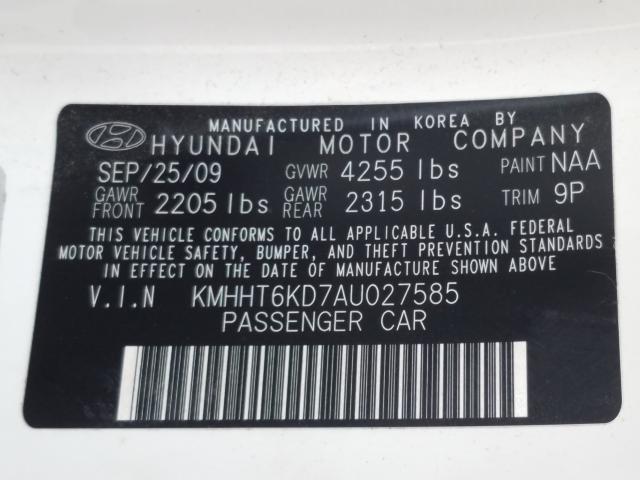 2010 HYUNDAI GENESIS CO KMHHT6KD7AU027585