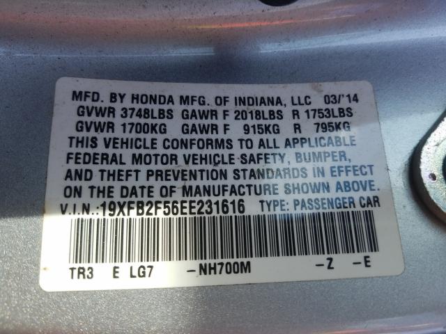 2014 HONDA CIVIC LX 19XFB2F56EE231616