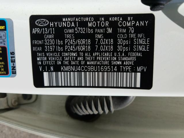 2011 HYUNDAI VERACRUZ G KM8NU4CC9BU169514
