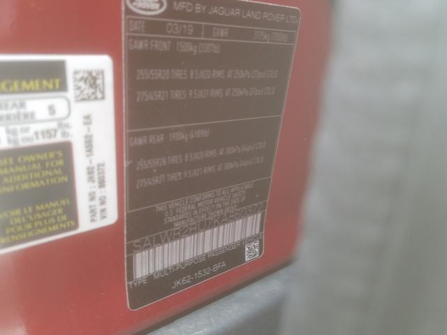2019 LAND ROVER RANGE ROVE SALWR2RU7KA860372