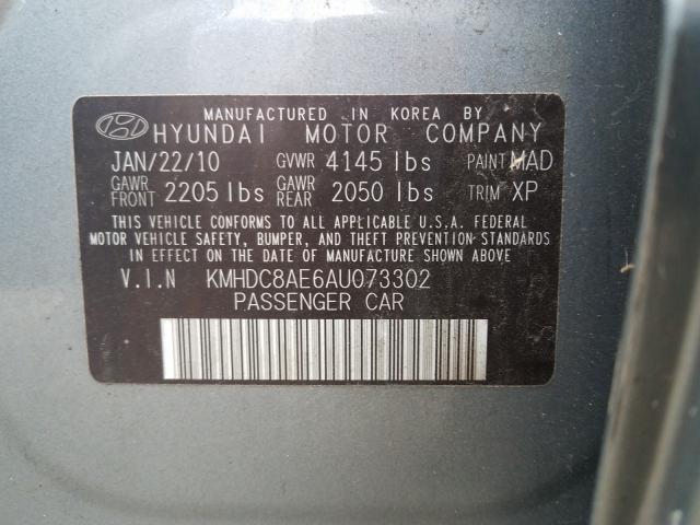 2010 HYUNDAI ELANTRA TO KMHDC8AE6AU073302