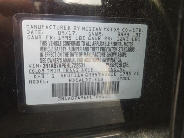 2017 NISSAN SENTRA S 3N1AB7AP6HL722531