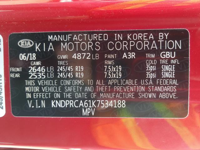 2019 KIA SPORTAGE S KNDPRCA61K7534188