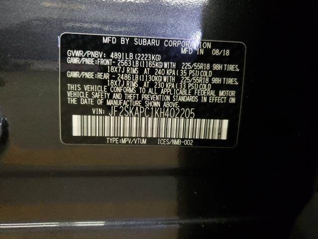 2019 SUBARU FORESTER S JF2SKAPC1KH402205