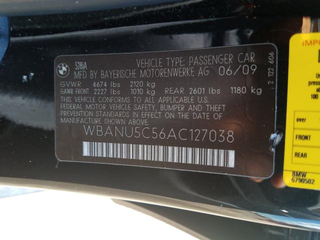 2010 BMW 528 I WBANU5C56AC127038