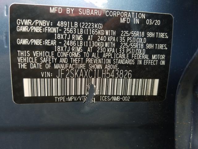 2020 SUBARU FORESTER T JF2SKAXC1LH543826