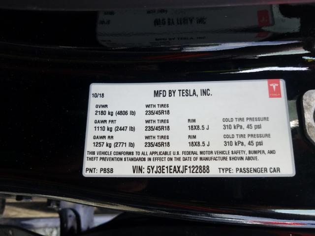 2018 TESLA MODEL 3 5YJ3E1EAXJF122888