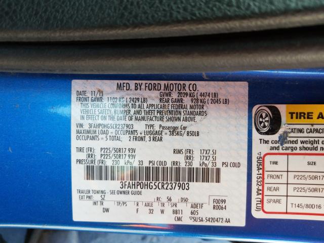 2012 FORD FUSION SE 3FAHP0HG5CR237903