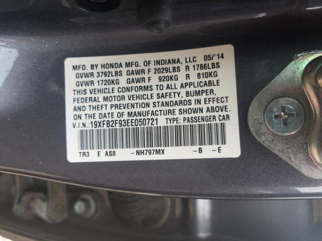 2014 HONDA CIVIC EXL 19XFB2F93EE050721