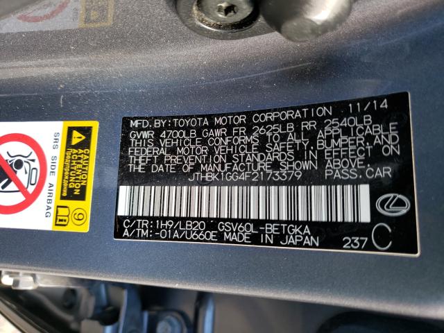 2015 LEXUS ES 350 JTHBK1GG4F2173379