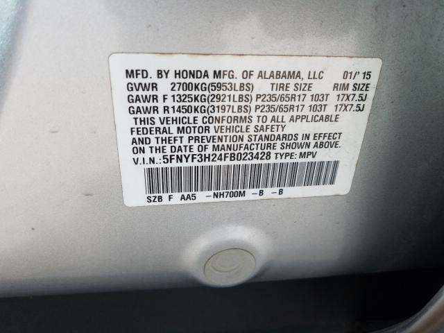 2015 HONDA PILOT LX 5FNYF3H24FB023428