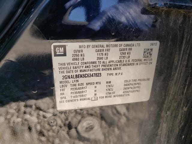 2012 CHEVROLET EQUINOX LS 2GNALBEK6C6347823