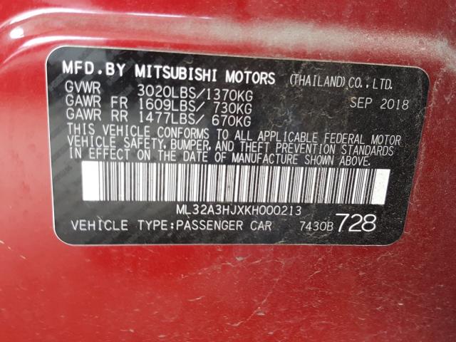 2019 MITSUBISHI MIRAGE ES ML32A3HJXKH000213