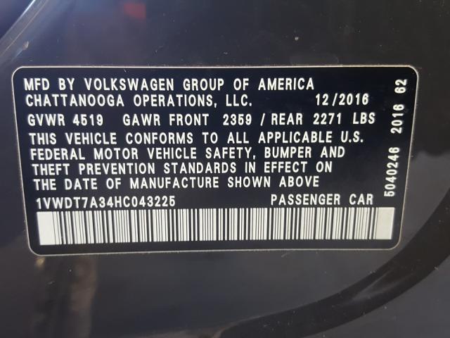 2017 VOLKSWAGEN PASSAT R-L 1VWDT7A34HC043225