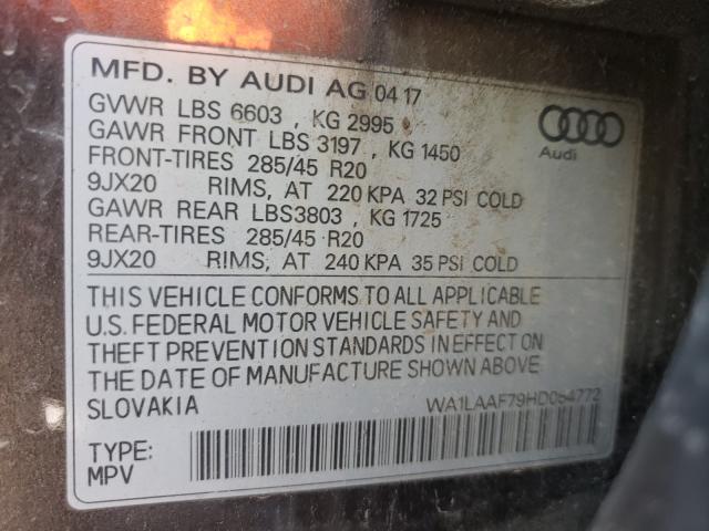 2017 AUDI Q7 PREMIUM WA1LAAF79HD054772