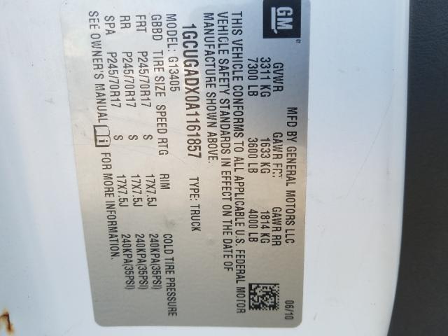 2010 CHEVROLET EXPRESS G1 1GCUGADX0A1161857