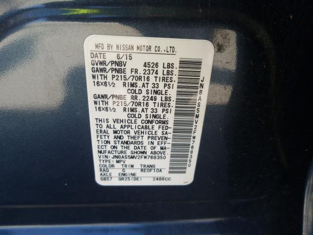 2015 NISSAN ROGUE SELE JN8AS5MV2FW768350