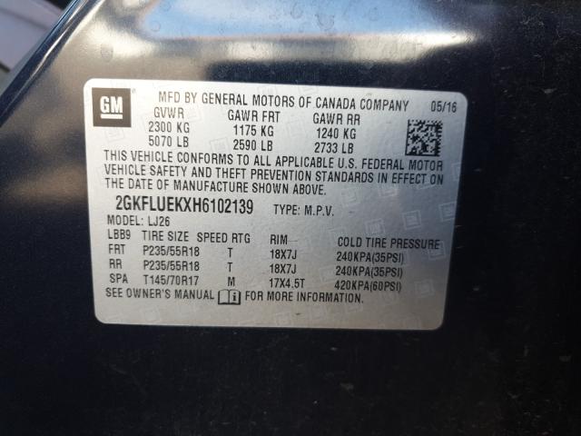 2017 GMC TERRAIN SL 2GKFLUEKXH6102139