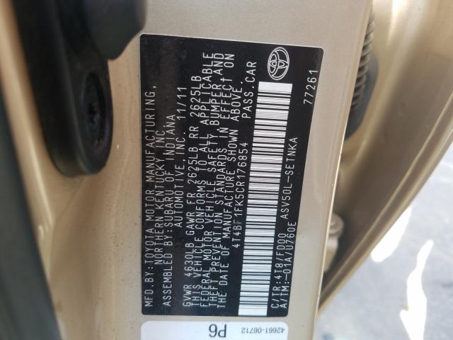2012 TOYOTA CAMRY BASE 4T4BF1FK5CR176854