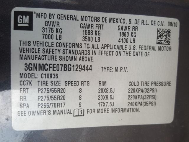 2011 CHEVROLET AVALANCHE 3GNMCFE07BG129444