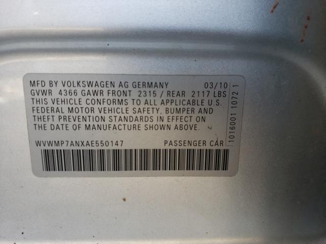 2010 VOLKSWAGEN CC SPORT WVWMP7ANXAE550147