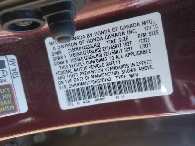2016 HONDA CR-V EXL 2HKRM4H77GH620183