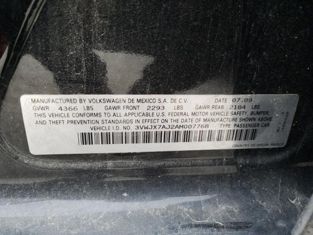 2010 VOLKSWAGEN JETTA S 3VWJX7AJ2AM007768