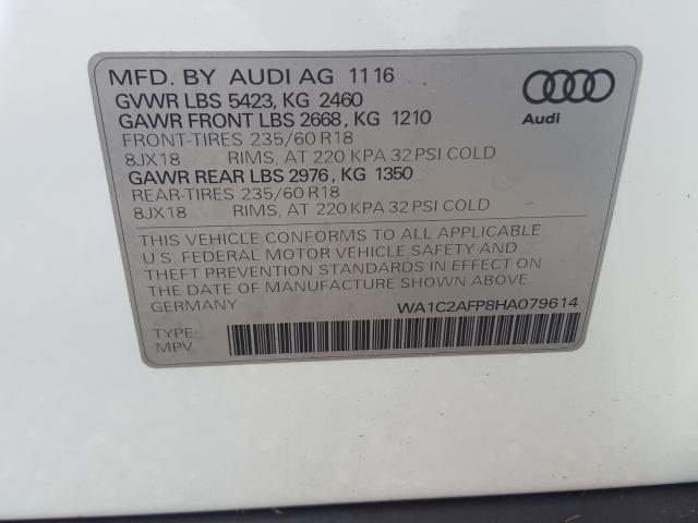 VIN WA1C2AFP8HA079614 2017 Audi Q5, Premium no.10