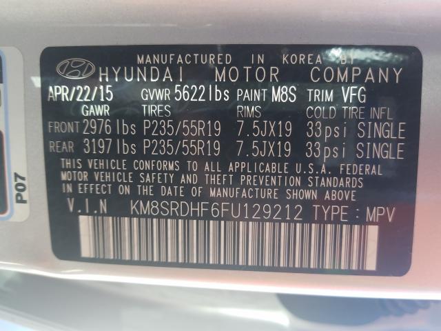 2015 HYUNDAI SANTA FE G KM8SRDHF6FU129212