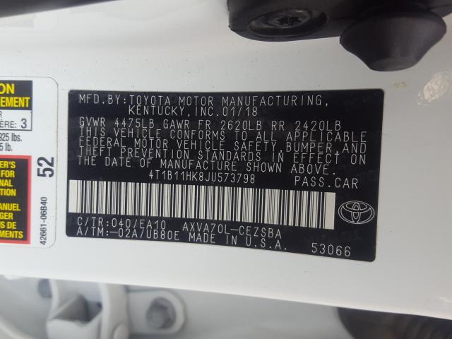 2018 TOYOTA CAMRY L 4T1B11HK8JU573798