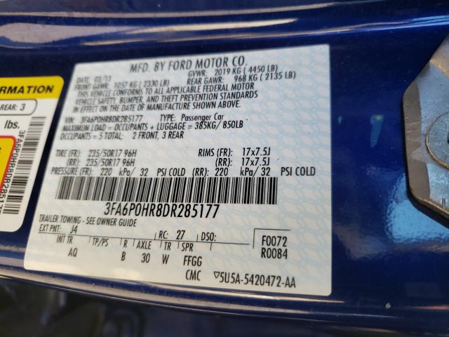 2013 FORD FUSION 3FA6P0HR8DR285177