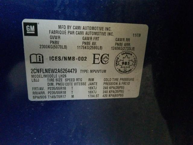 2010 CHEVROLET EQUINOX LT 2CNFLNEW2A6264479