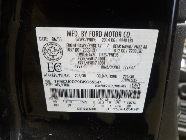 2011 FORD ESCAPE XLT 1FMCU0D79BKC55547