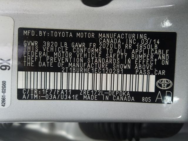 2014 TOYOTA COROLLA L 2T1BURHE1EC120291