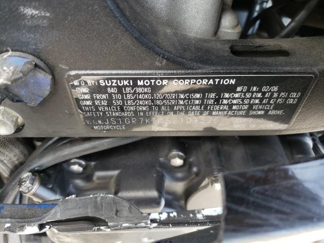 2006 SUZUKI GSX-R750 K JS1GR7KA462103626