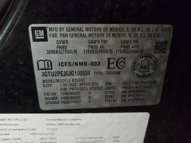 2018 GMC SIERRA K15 3GTU2PEJ6JG108934