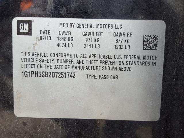 2013 CHEVROLET CRUZE ECO 1G1PH5SB2D7251742