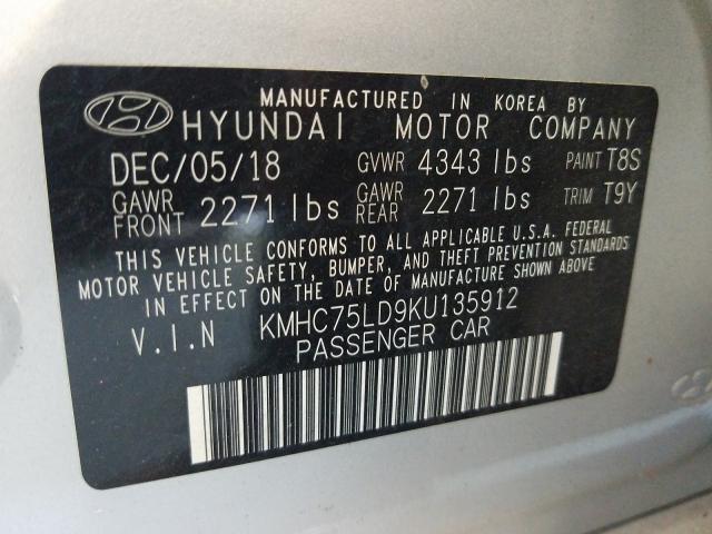 2019 HYUNDAI IONIQ LIMI KMHC75LD9KU135912