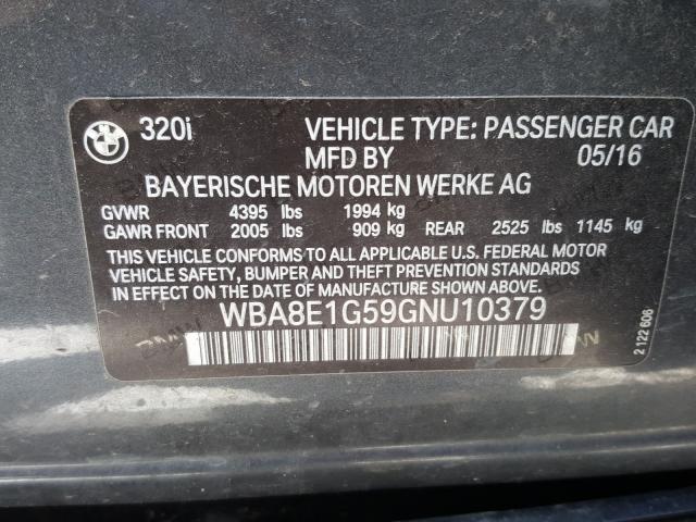 2016 BMW 320 I WBA8E1G59GNU10379