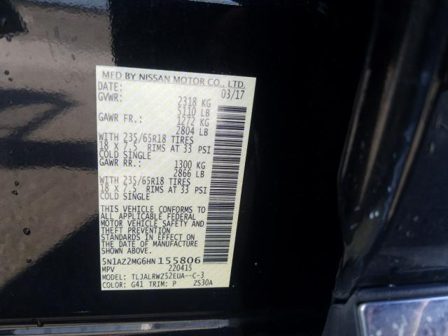 2017 NISSAN MURANO S 5N1AZ2MG6HN155806