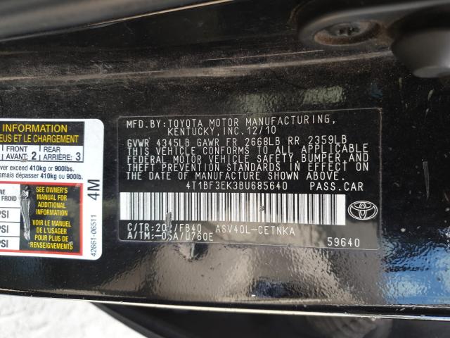 2011 TOYOTA CAMRY BASE 4T1BF3EK3BU685640