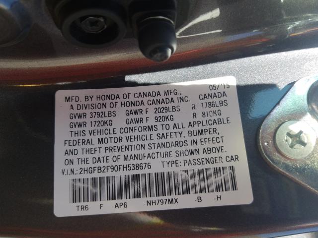 2015 HONDA CIVIC EXL 2HGFB2F90FH538676