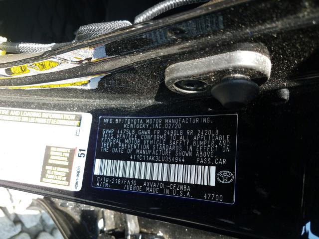 2020 TOYOTA CAMRY LE 4T1C11AK3LU354944