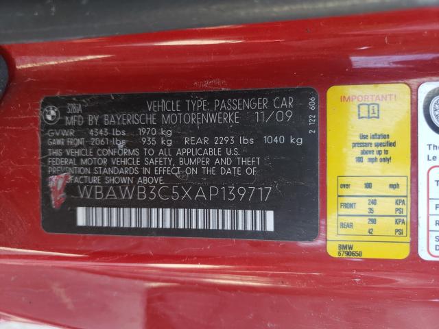 2010 BMW 328 I WBAWB3C5XAP139717