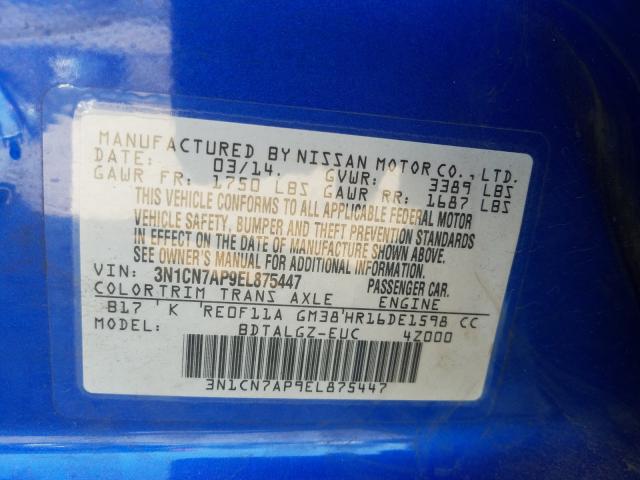 2014 NISSAN VERSA S 3N1CN7AP9EL875447