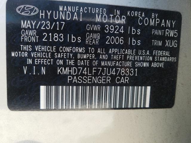 2018 HYUNDAI ELANTRA SE KMHD74LF7JU478331