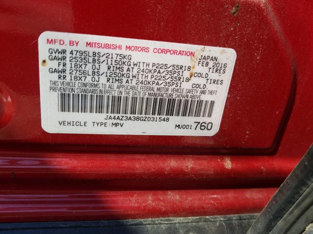 2016 MITSUBISHI OUTLANDER JA4AZ3A38GZ031548