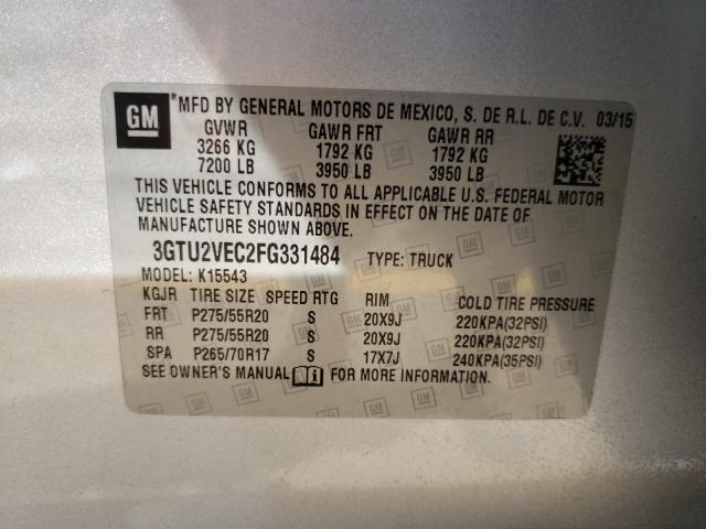 2015 GMC SIERRA K15 3GTU2VEC2FG331484